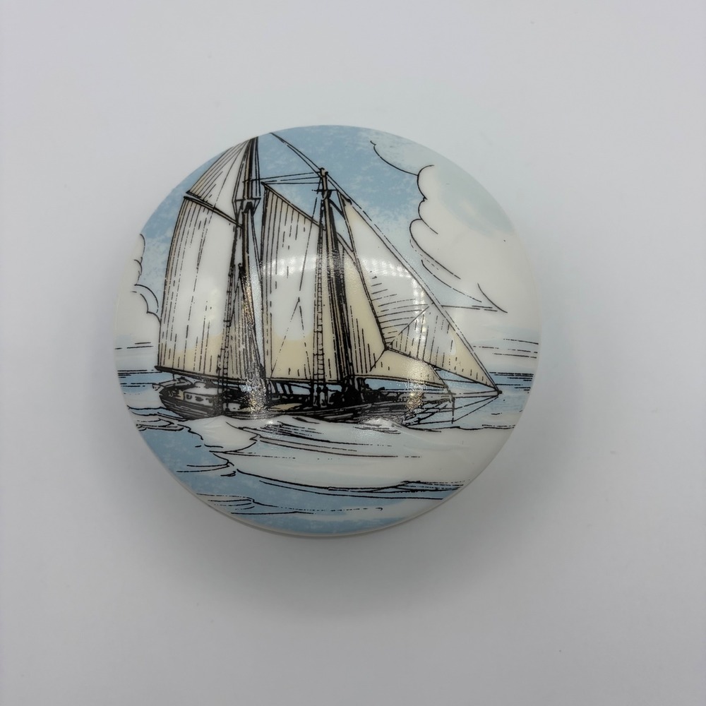 Tiffany & Co Johnson & Higgins 150th Anniversary Nautical Porcelain Box 1995